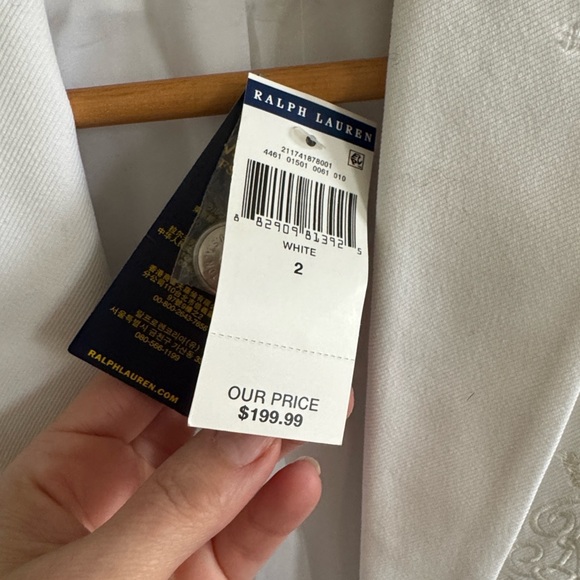 Polo Ralph Lauren monogram crest white blazer with silver buttons Size 2 NWT - Picture 8 of 10